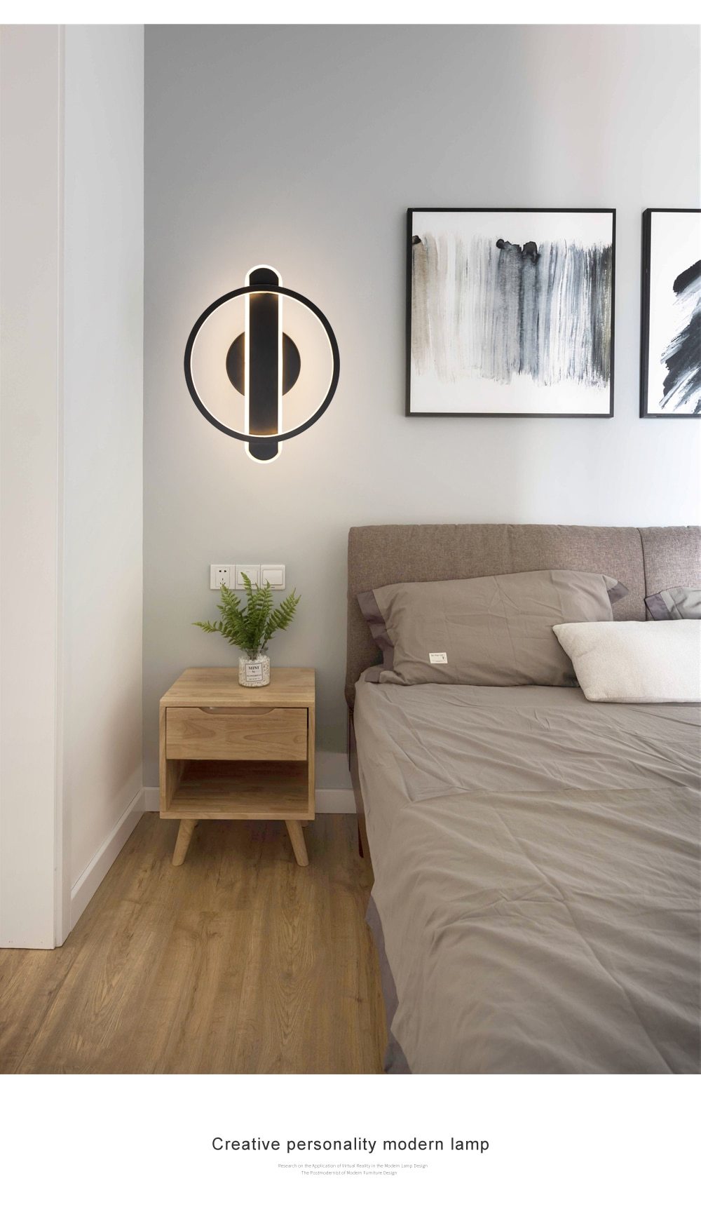 Nordic Minimalist LED Wall Lamp in black and white, showcasing modern design for living room and bedroom lighting.