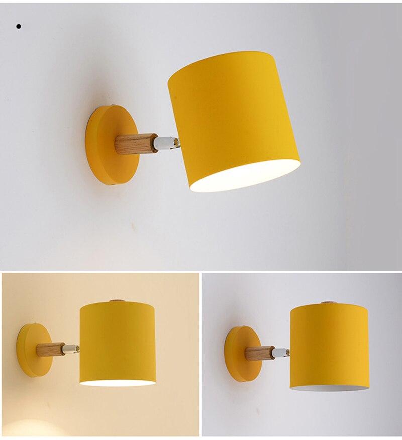 Nordic modern E27 LED wall lamp in various colors, showcasing its adjustable design and modern aesthetic.