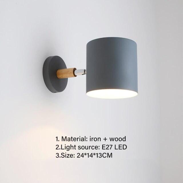 Nordic modern E27 LED wall lamp in various colors, showcasing its adjustable design and modern aesthetic.