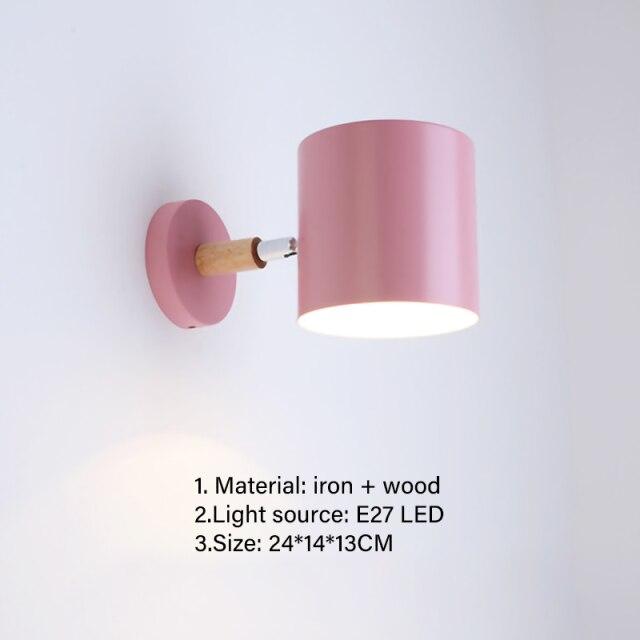 Nordic modern E27 LED wall lamp in various colors, showcasing its adjustable design and modern aesthetic.