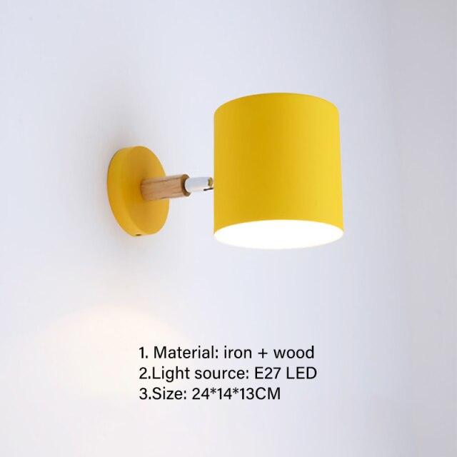 Nordic modern E27 LED wall lamp in various colors, showcasing its adjustable design and modern aesthetic.