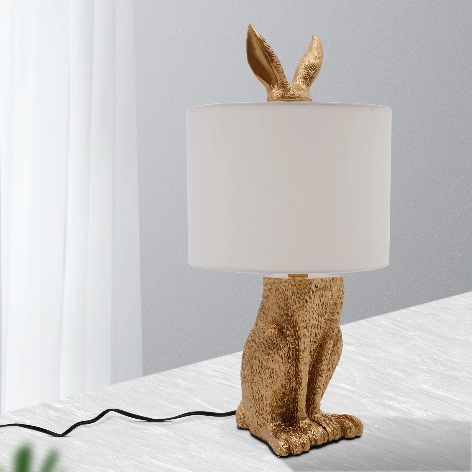 Nordic Modern Resin Rabbit Table Lamp featuring a stylish rabbit design, perfect for indoor decor.