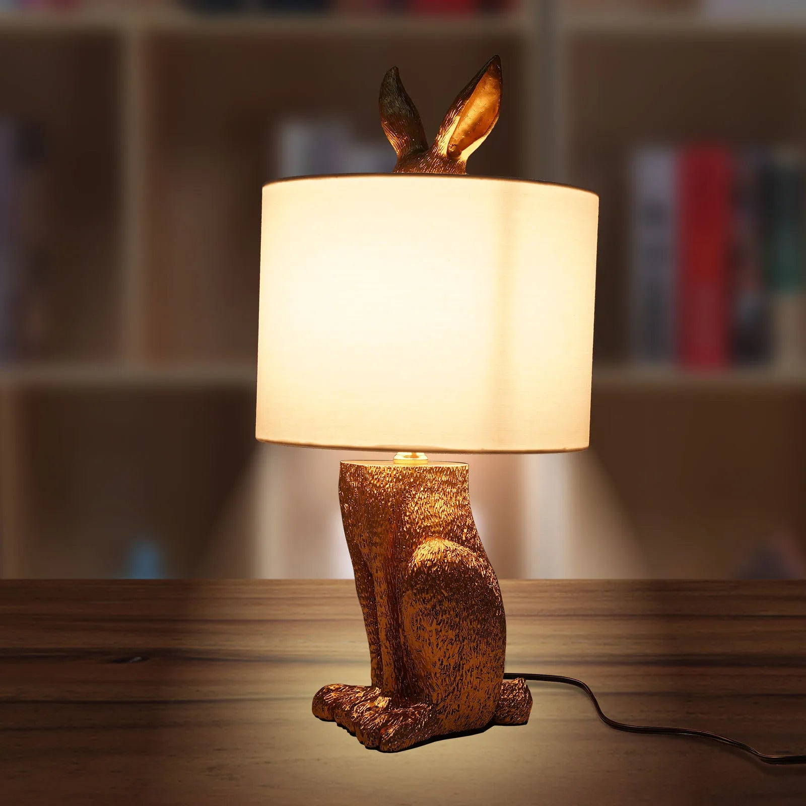 Nordic Modern Resin Rabbit Table Lamp featuring a stylish rabbit design, perfect for indoor decor.