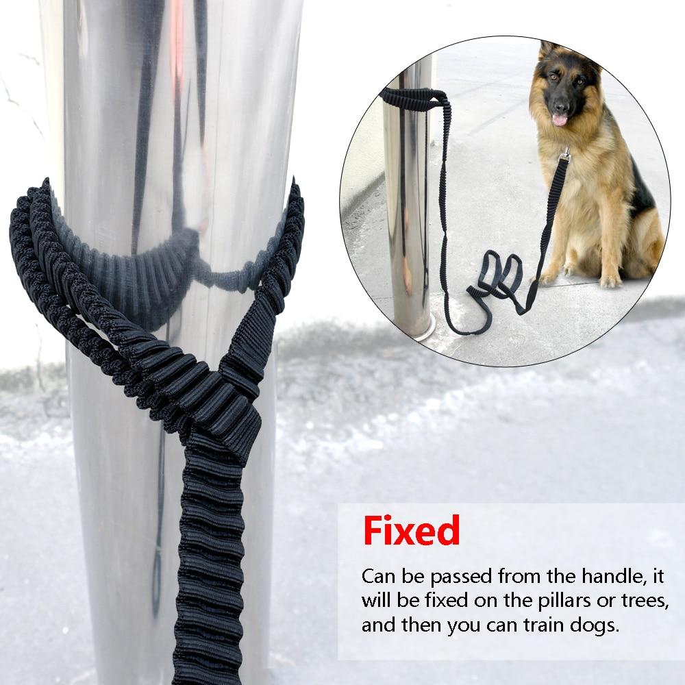 Nylon Dog Tracking Lead in black, featuring an elastic bungee design and non-slip strap, ideal for large dogs.