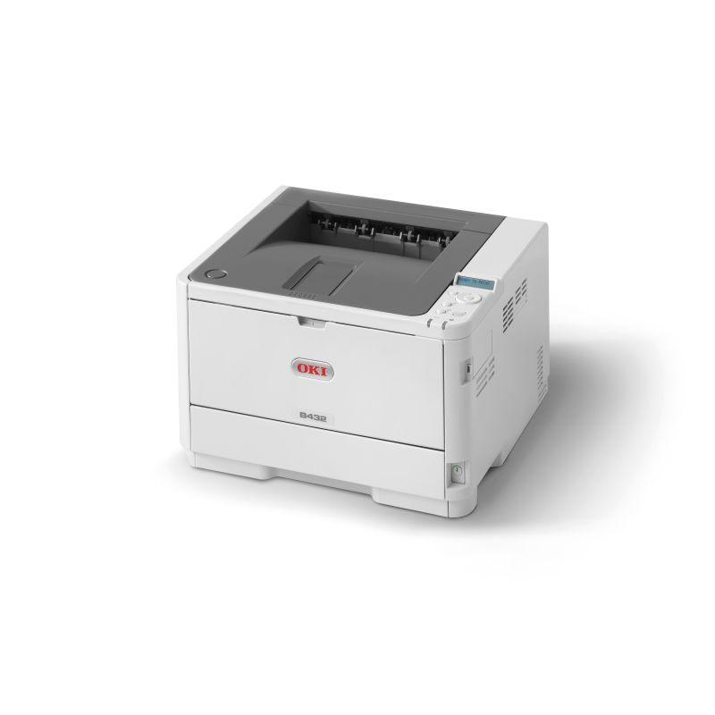 OKI B432DN Mono Laser Printer with AU Plug, showcasing its compact design and user-friendly interface.