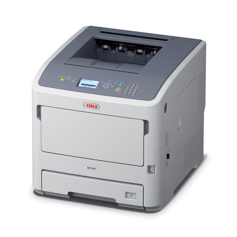 OKI B721DN Mono Printer showcasing its sleek design and control panel.