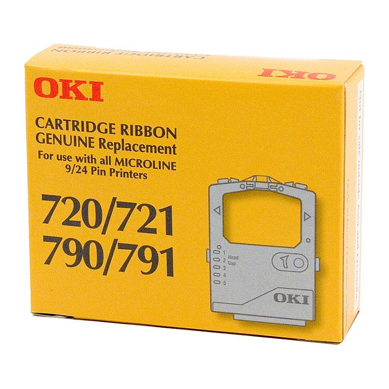 OKI Black Ribbon 720/21/90/91 cartridge, designed for high-quality printing with a yield of 3 million characters, compatible with OKI Microline printers.