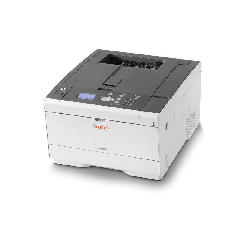 OKI C532DN Colour Laser printer showcasing its compact design and advanced features.