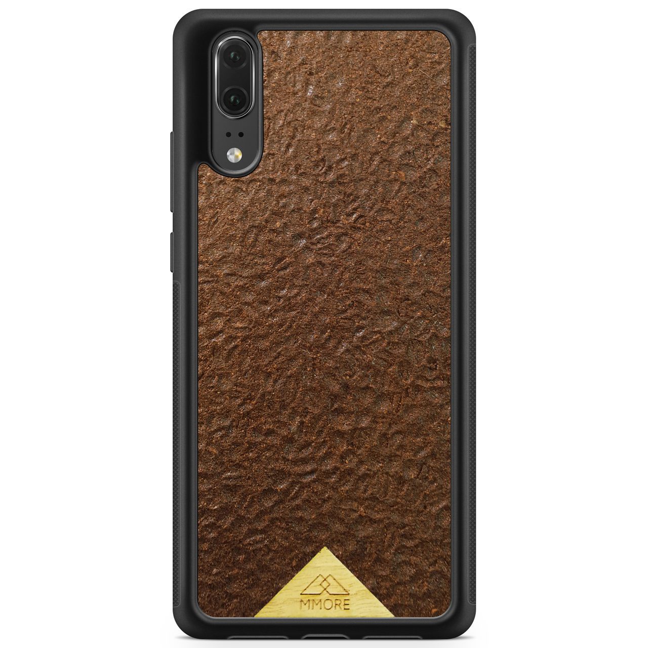 Organic Coffee Phone Case featuring a unique texture and aroma, held by a woman, showcasing its eco-friendly design.