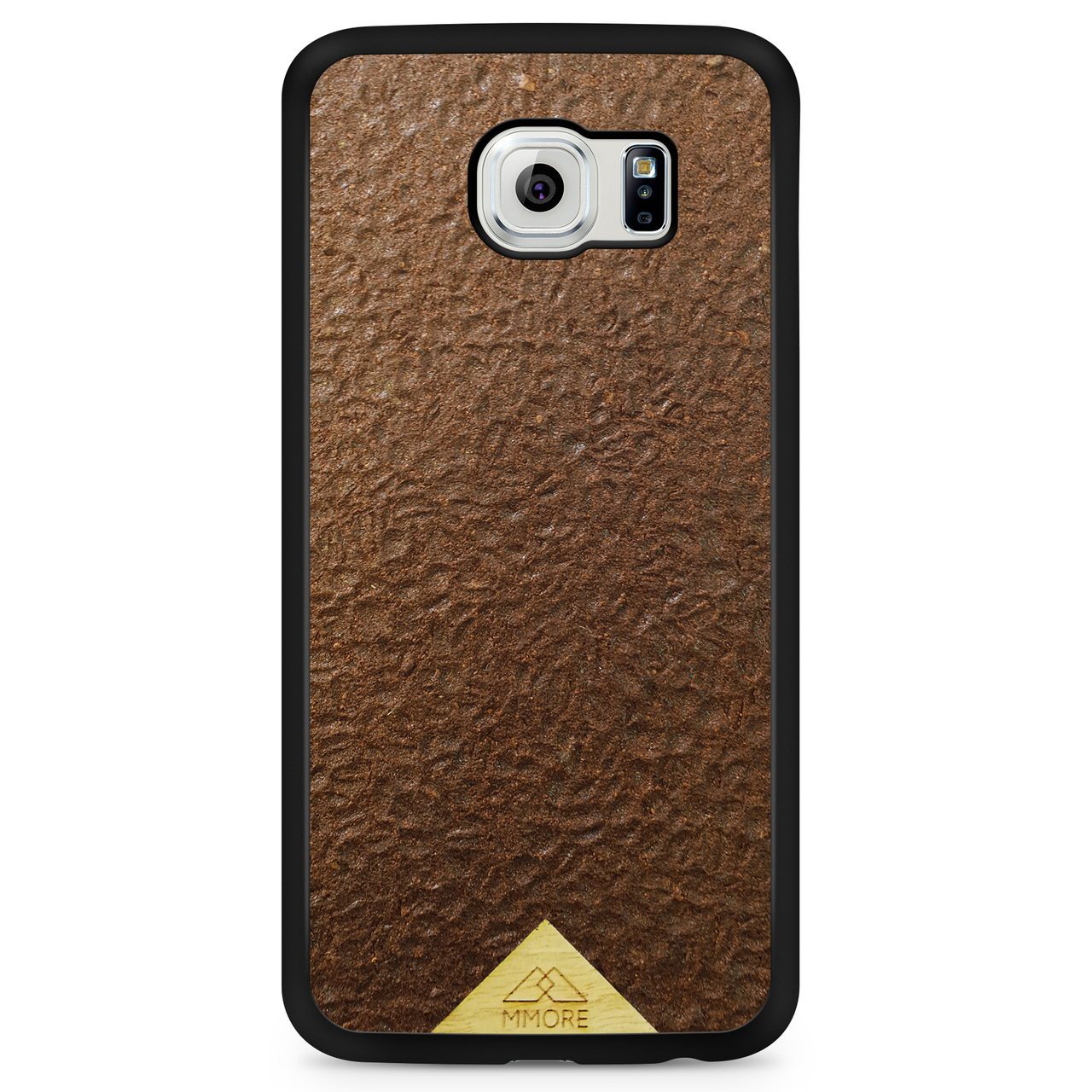 Organic Coffee Phone Case featuring a unique texture and aroma, held by a woman, showcasing its eco-friendly design.