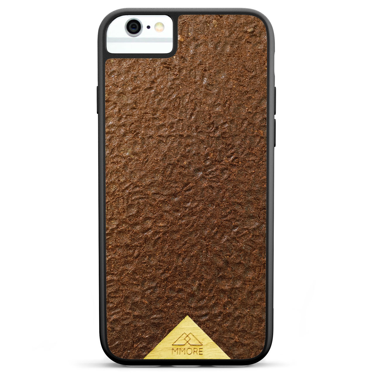 Organic Coffee Phone Case featuring a unique texture and aroma, held by a woman, showcasing its eco-friendly design.