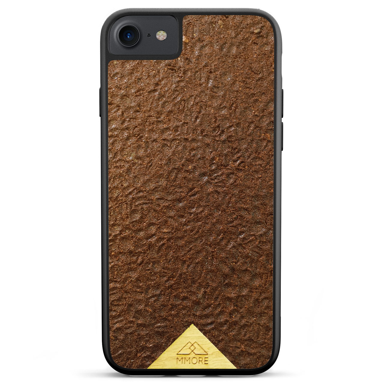 Organic Coffee Phone Case featuring a unique texture and aroma, held by a woman, showcasing its eco-friendly design.