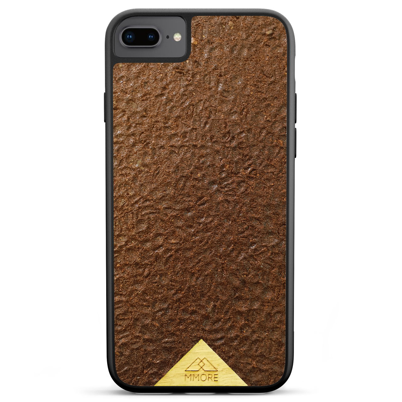 Organic Coffee Phone Case featuring a unique texture and aroma, held by a woman, showcasing its eco-friendly design.