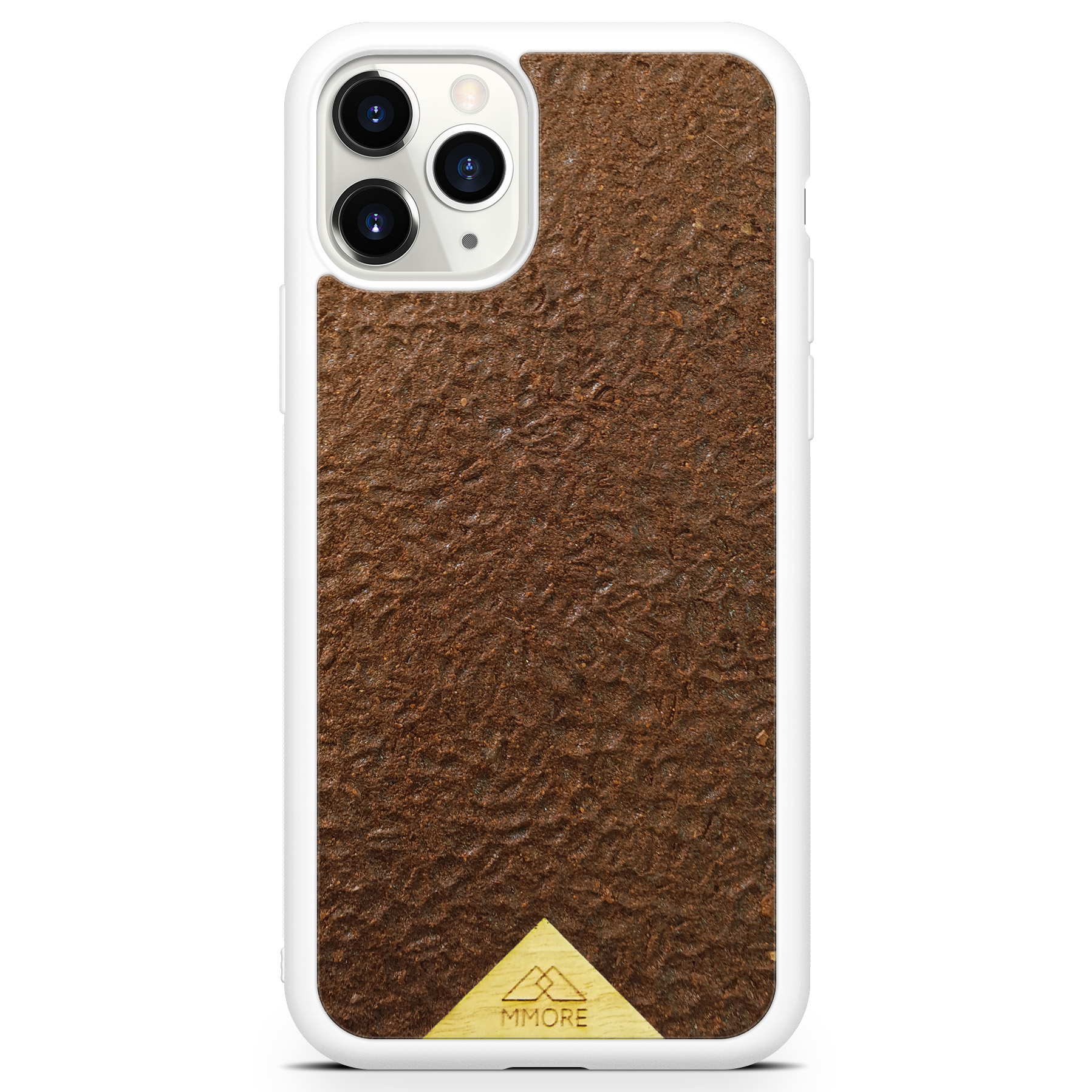 Organic Coffee Phone Case featuring a unique texture and aroma, held by a woman, showcasing its eco-friendly design.