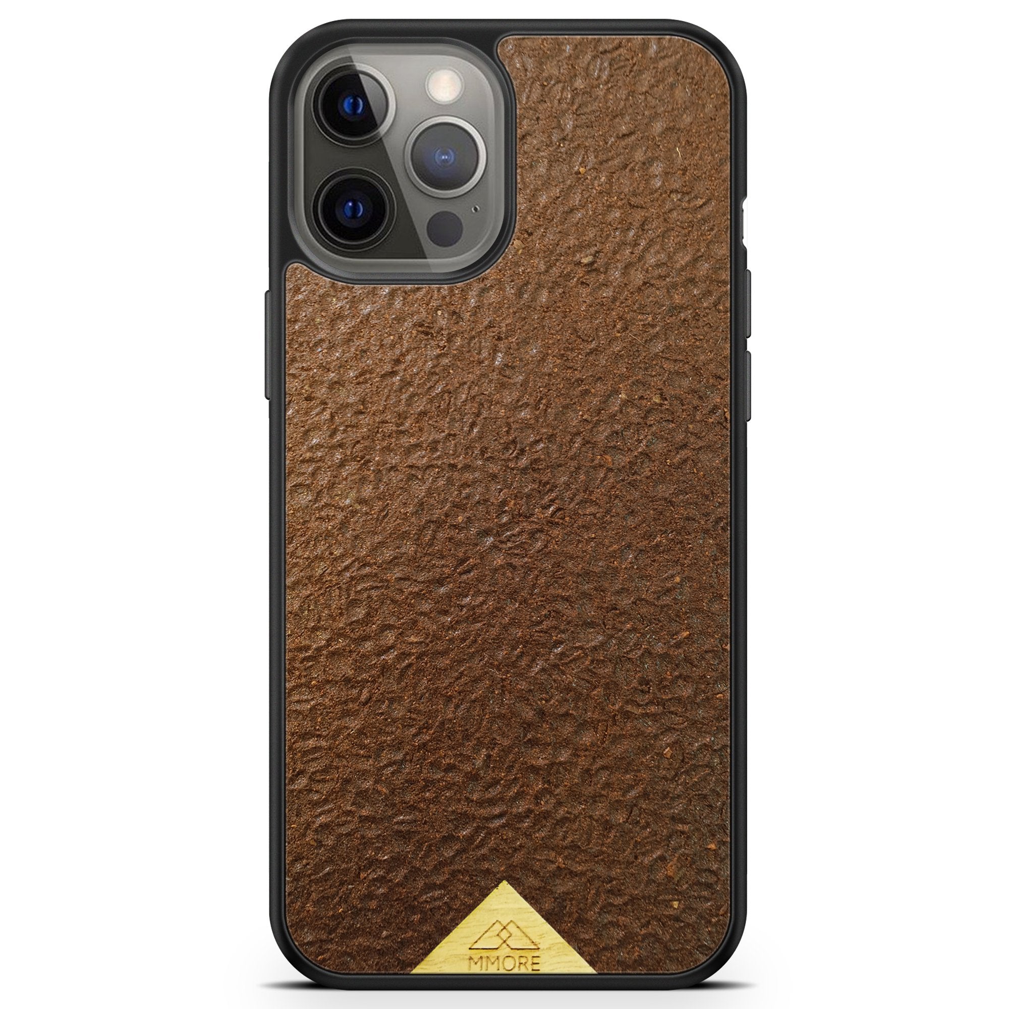 Organic Coffee Phone Case featuring a unique texture and aroma, held by a woman, showcasing its eco-friendly design.