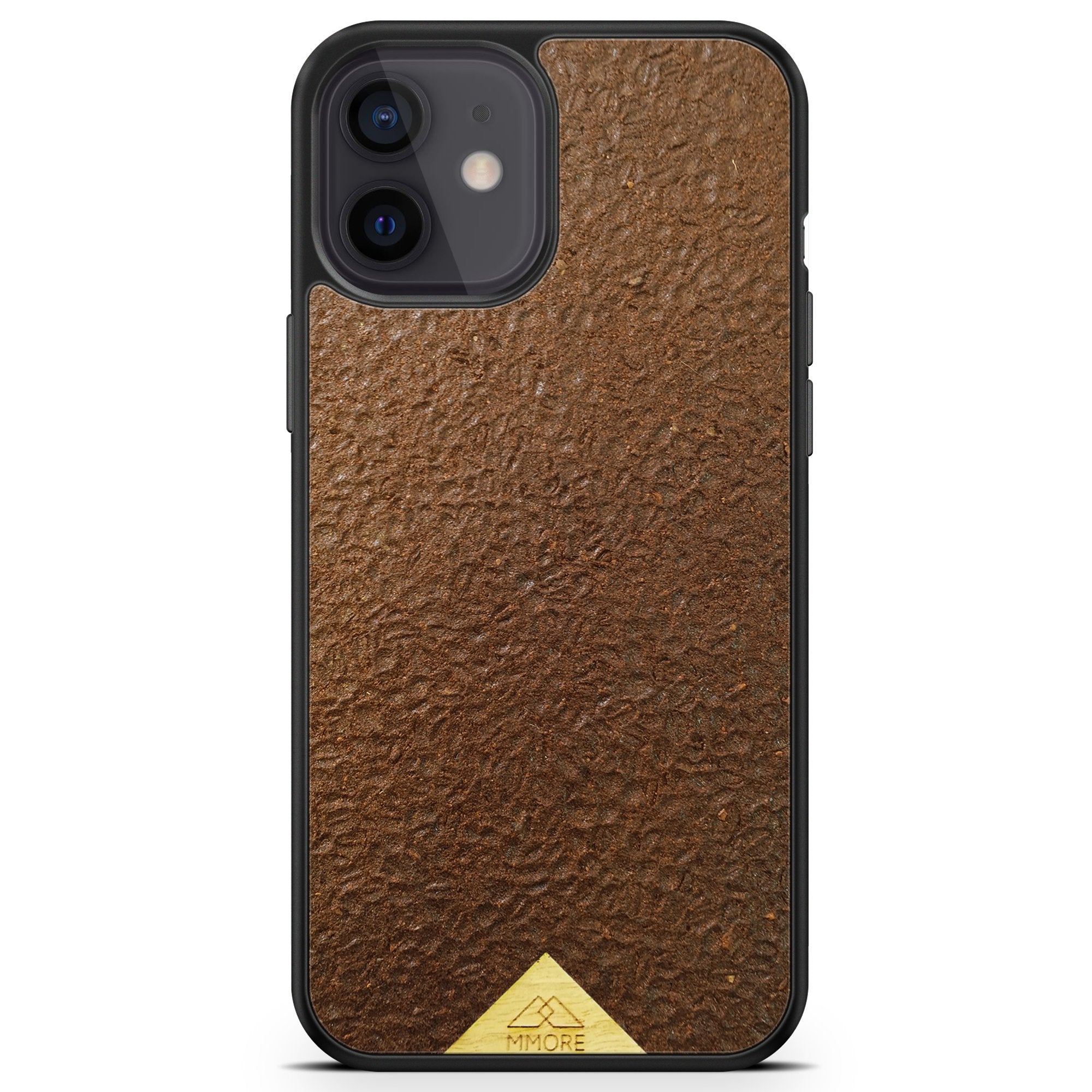 Organic Coffee Phone Case featuring a unique texture and aroma, held by a woman, showcasing its eco-friendly design.