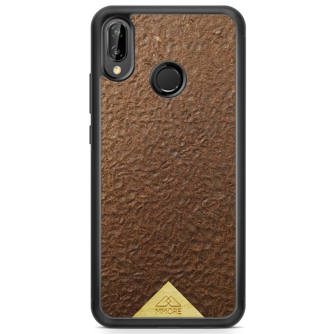 Organic Coffee Phone Case featuring a unique texture and aroma, held by a woman, showcasing its eco-friendly design.