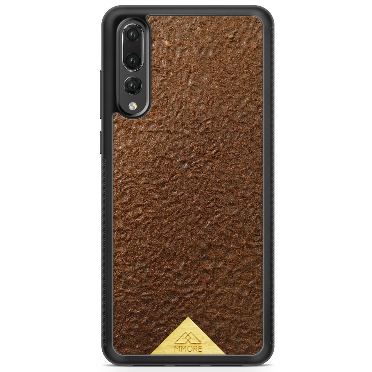 Organic Coffee Phone Case featuring a unique texture and aroma, held by a woman, showcasing its eco-friendly design.