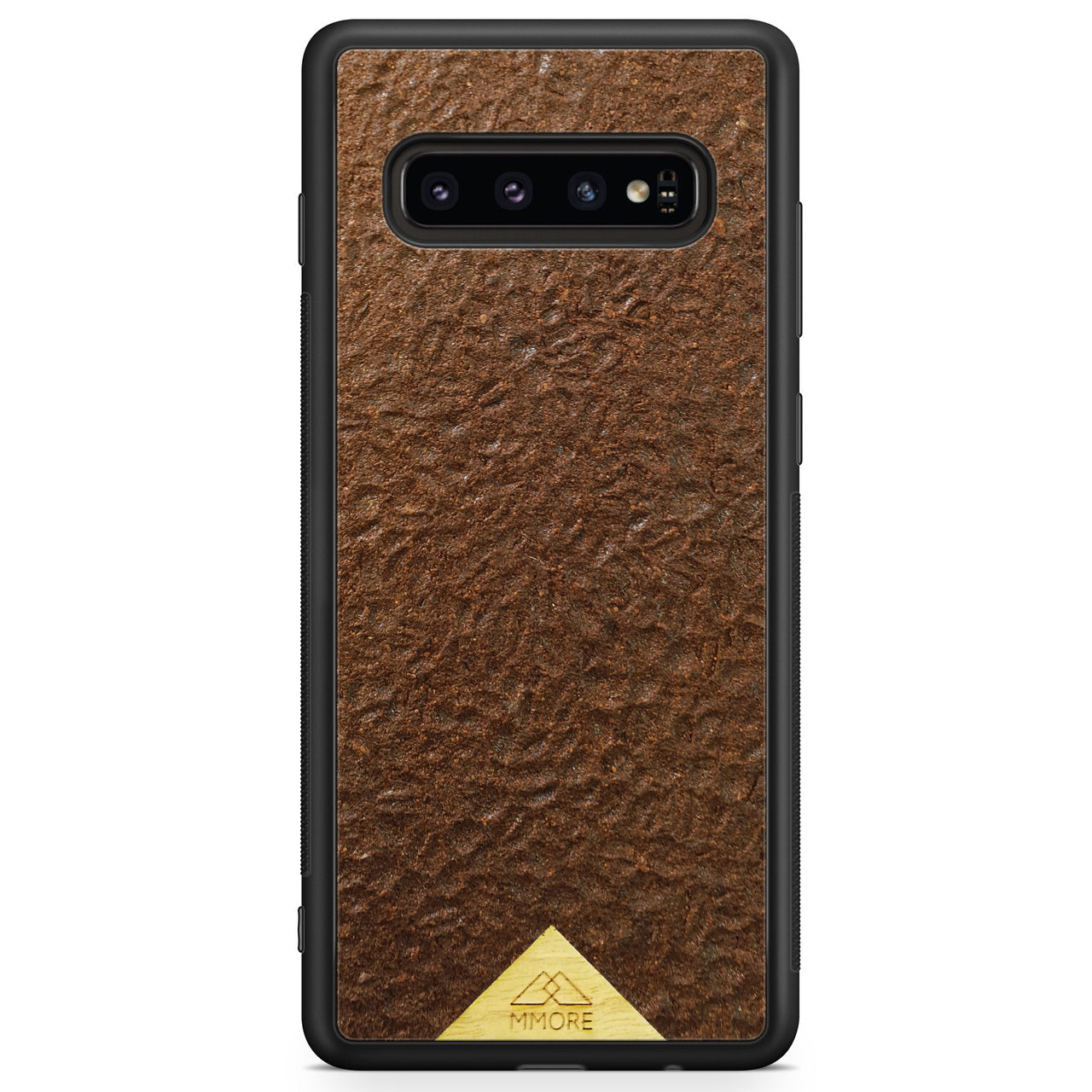 Organic Coffee Phone Case featuring a unique texture and aroma, held by a woman, showcasing its eco-friendly design.