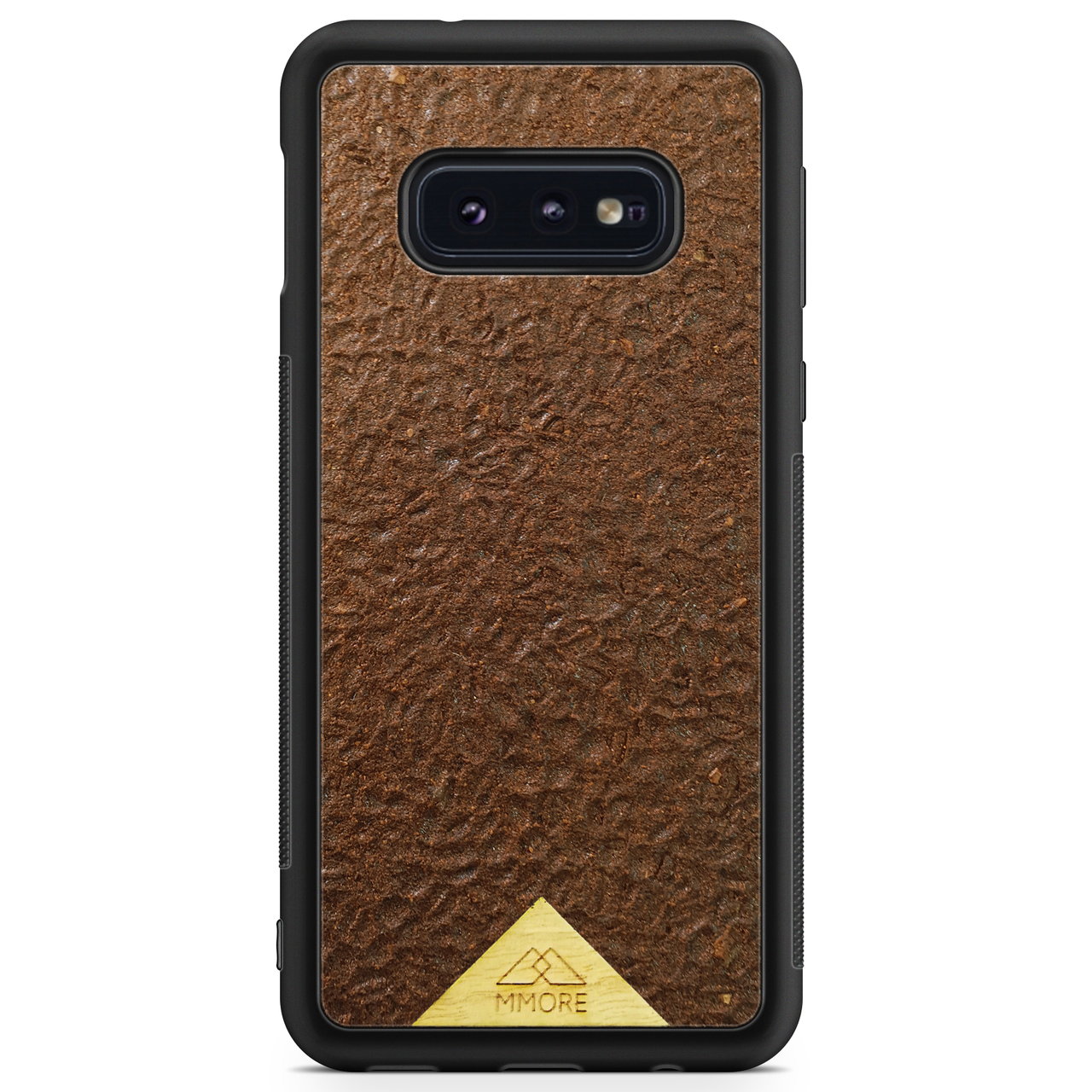 Organic Coffee Phone Case featuring a unique texture and aroma, held by a woman, showcasing its eco-friendly design.