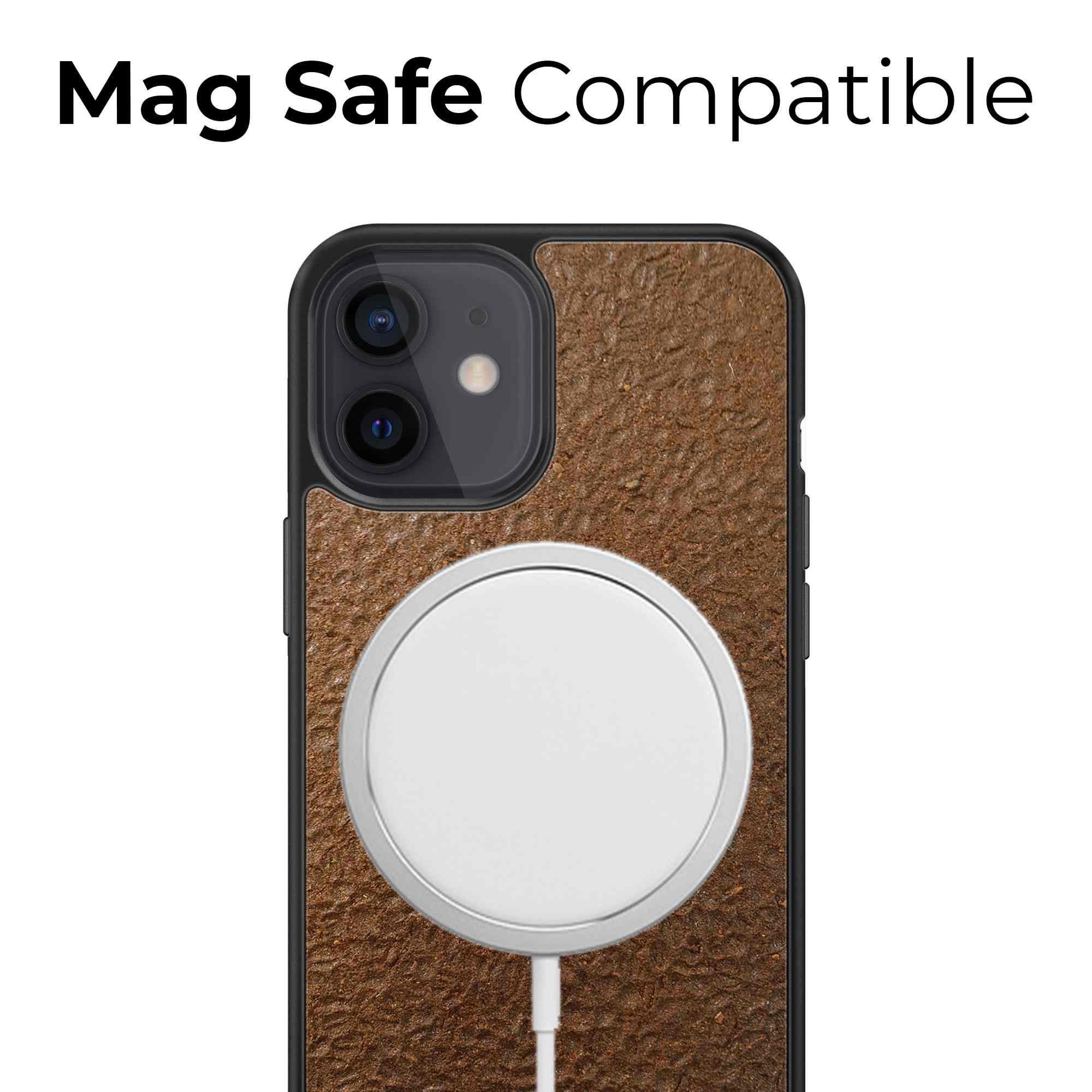 Organic Coffee Phone Case featuring a unique texture and aroma, held by a woman, showcasing its eco-friendly design.