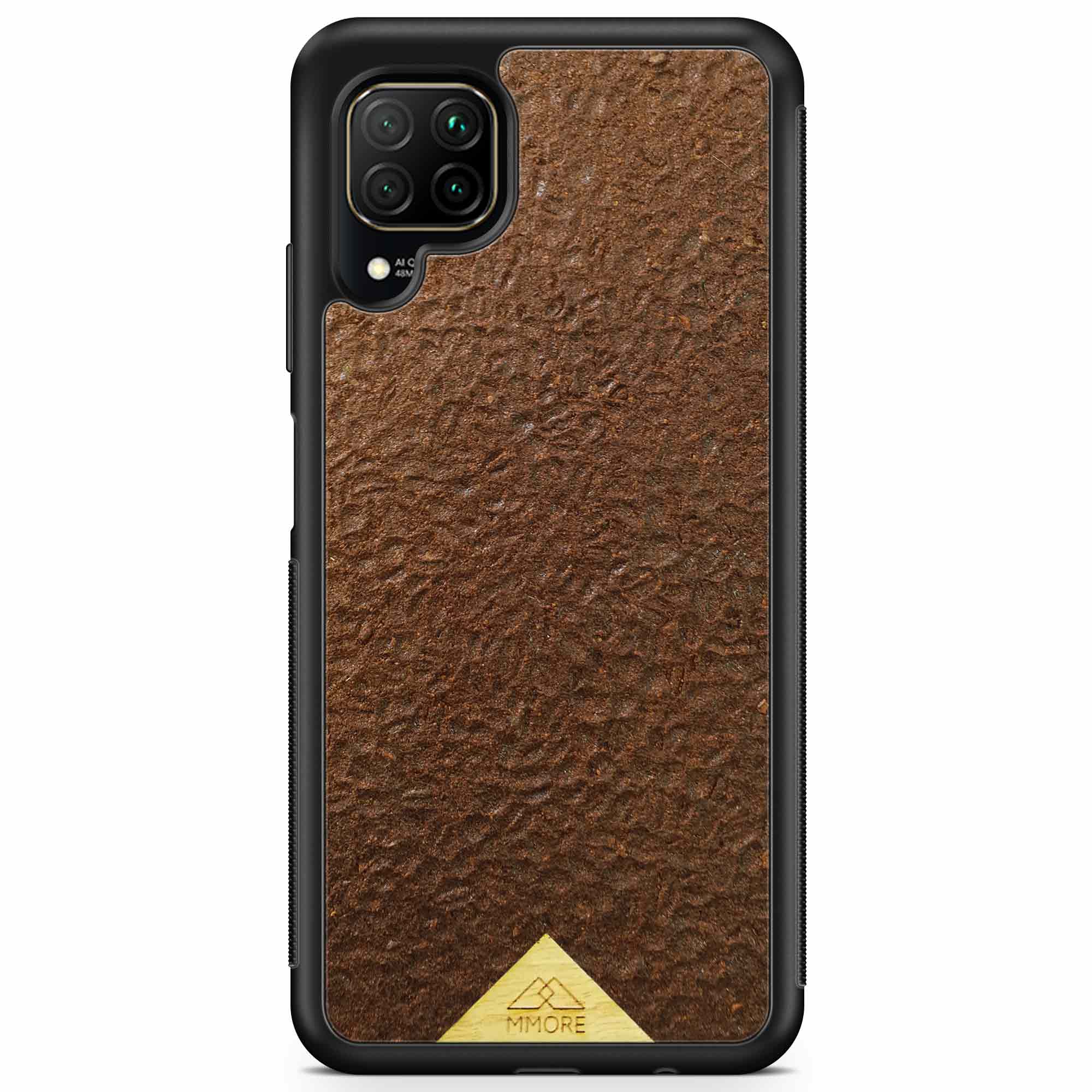 Organic Coffee Phone Case featuring a unique texture and aroma, held by a woman, showcasing its eco-friendly design.