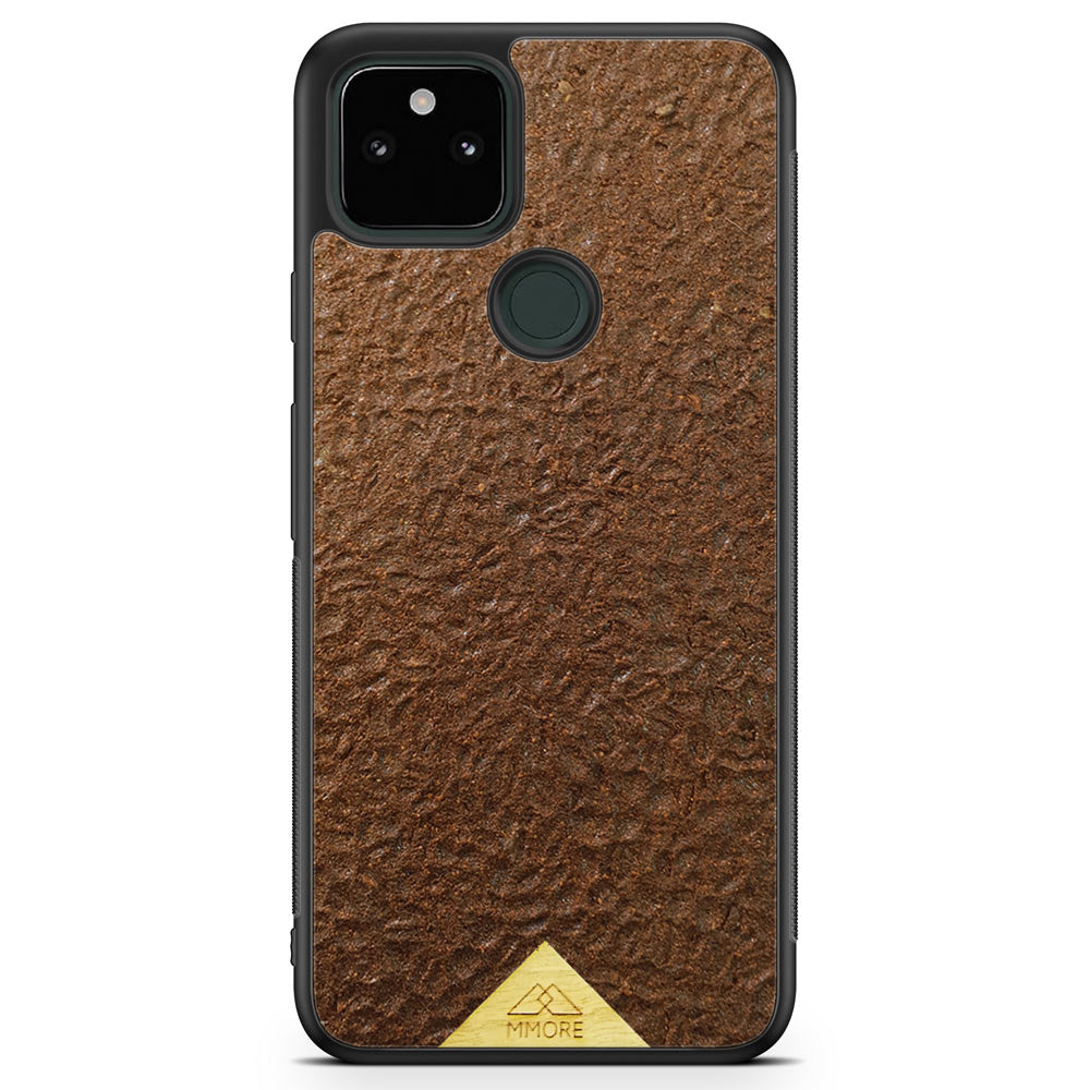 Organic Coffee Phone Case featuring a unique texture and aroma, held by a woman, showcasing its eco-friendly design.