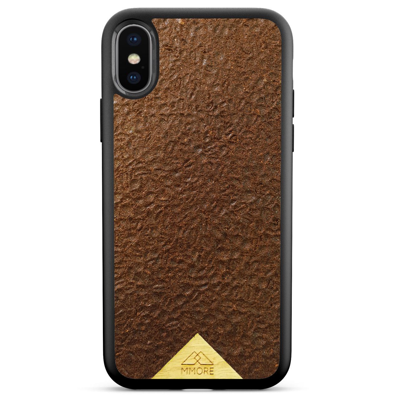 Organic Coffee Phone Case featuring a unique texture and aroma, held by a woman, showcasing its eco-friendly design.