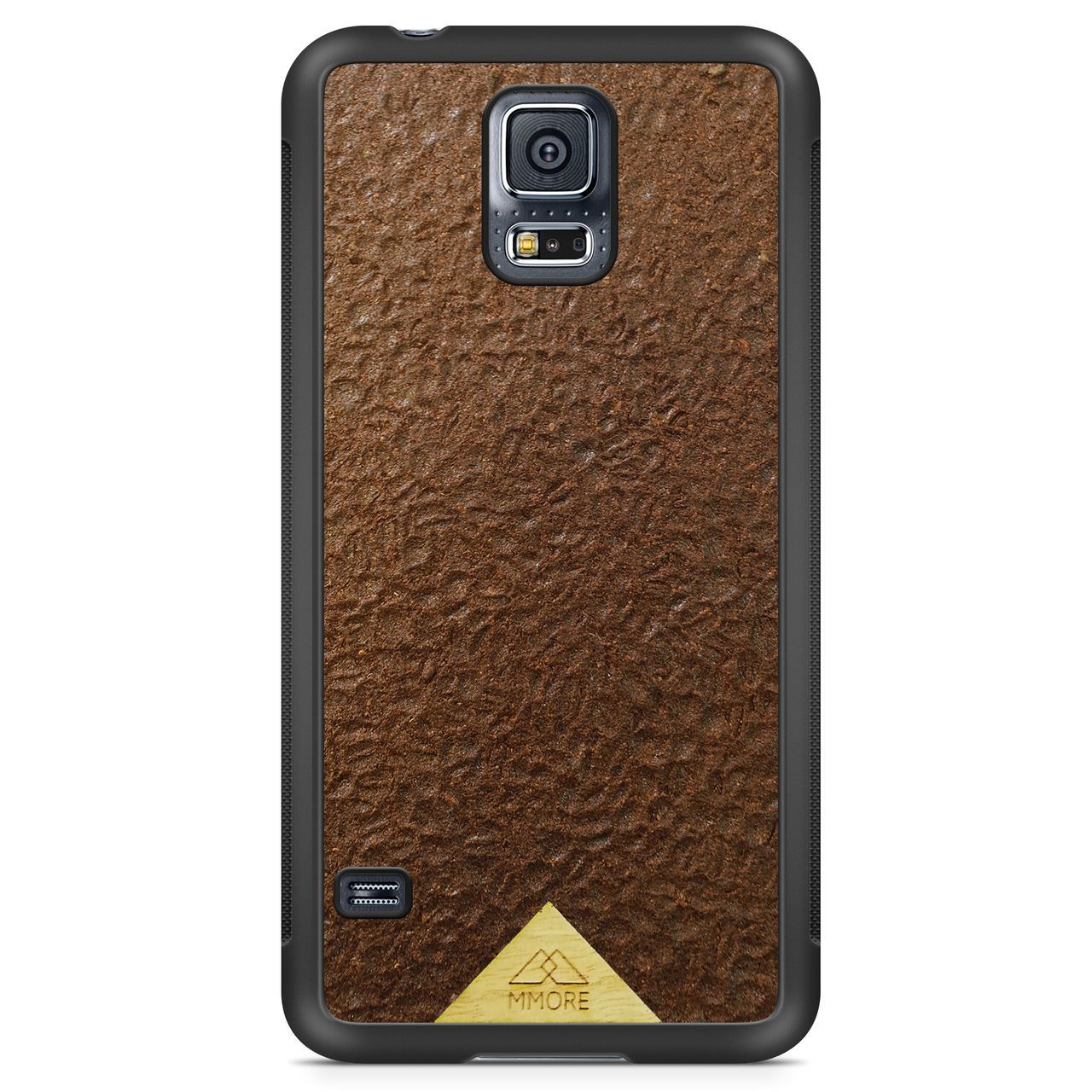 Organic Coffee Phone Case featuring a unique texture and aroma, held by a woman, showcasing its eco-friendly design.