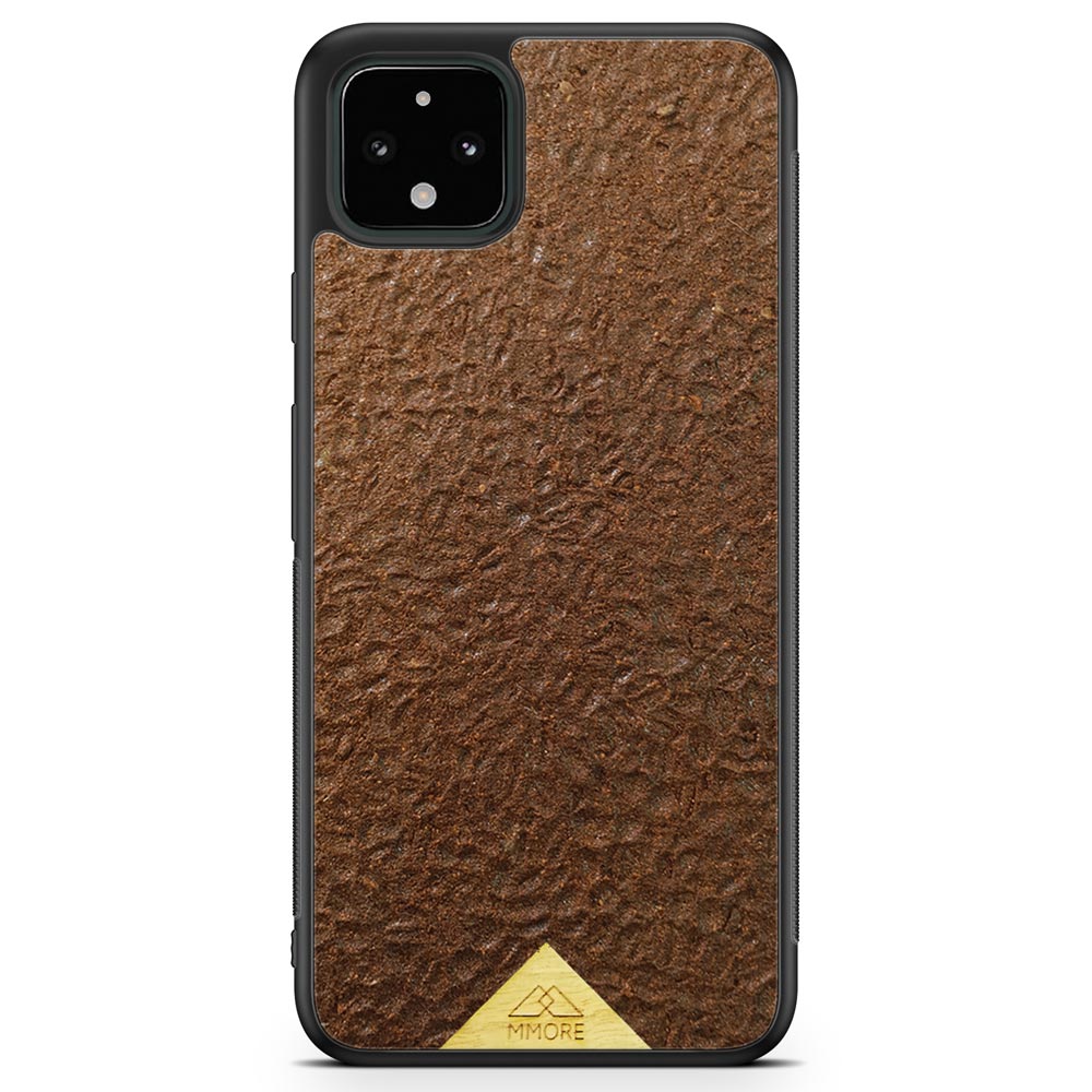 Organic Coffee Phone Case featuring a unique texture and aroma, held by a woman, showcasing its eco-friendly design.