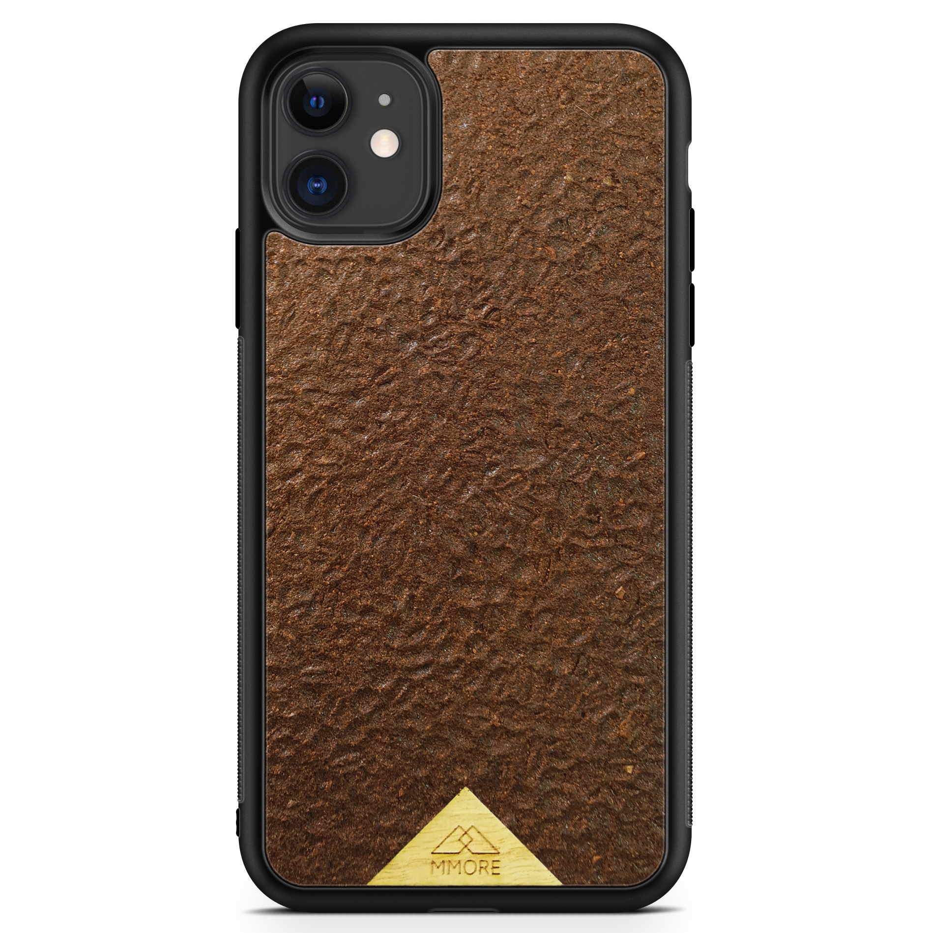 Organic Coffee Phone Case featuring a unique texture and aroma, held by a woman, showcasing its eco-friendly design.