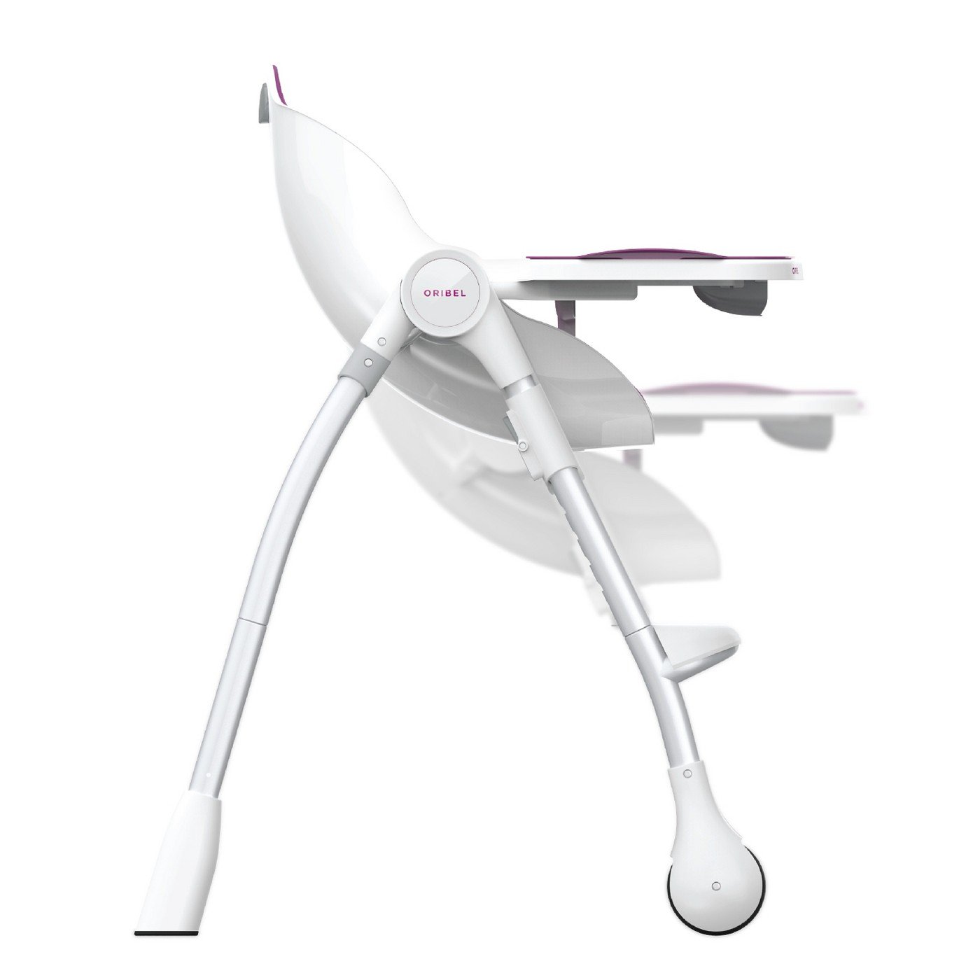 Oribel Cocoon Baby High Chair in slate color, showcasing its ergonomic design and adjustable features for infants and toddlers.