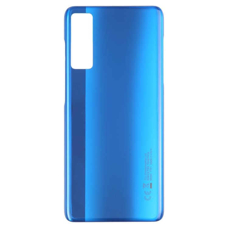 Original blue battery back cover for TCL 20 5G models T781, T781K, and T781H, showcasing its sleek design and perfect fit.