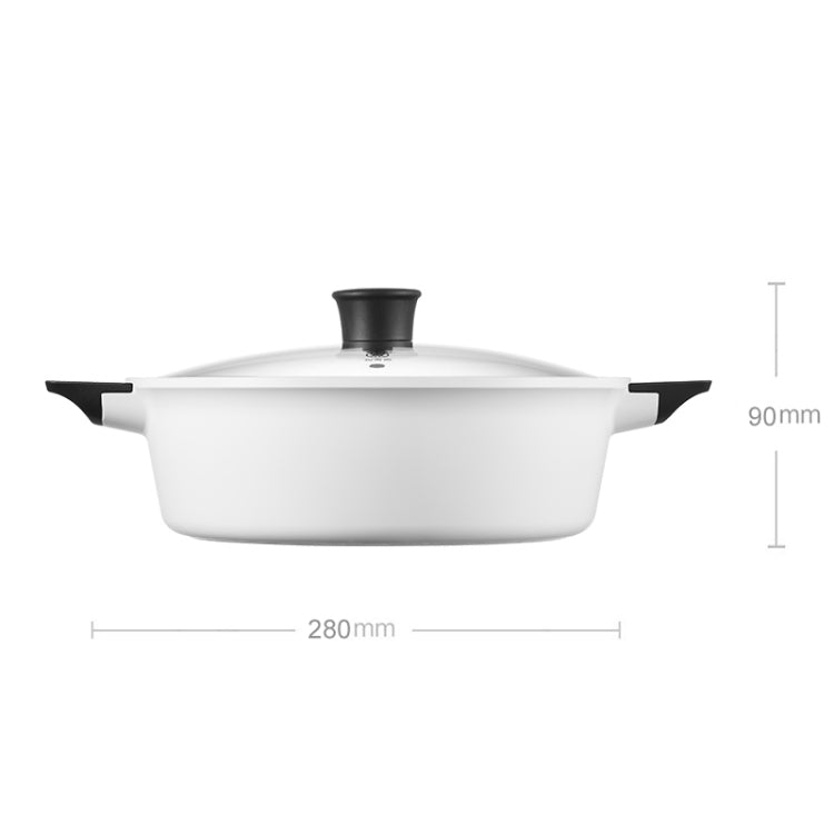 Original Xiaomi Zhiwu Soup Pot, 4L non-stick stockpot with a tempered glass lid, showcasing its sleek design and durable aluminum construction.