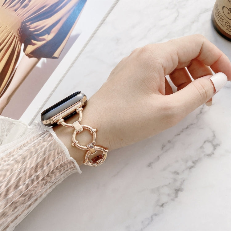 O-shaped Chain Metal Watch Band for Apple Watch, showcasing its elegant design and metal finish.