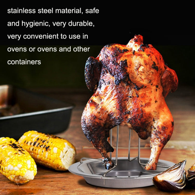 Outdoor Camp Thickening Barbecue Grill Roasting Chicken Rack made of stainless steel, designed for even roasting and easy cleanup.