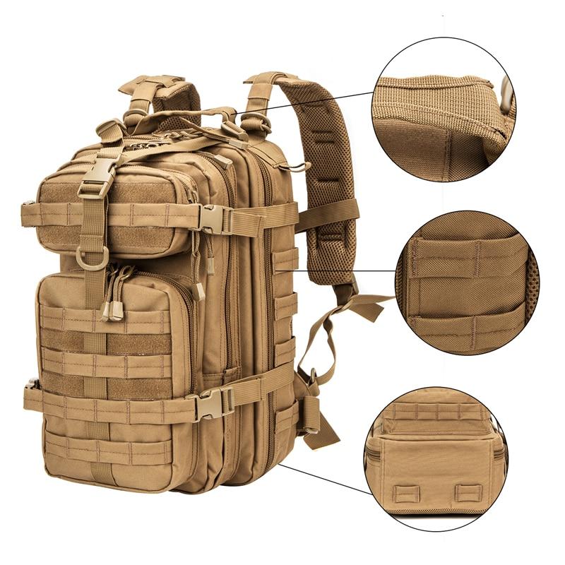 Outdoor Military Rucksack made of 1000D nylon, showcasing its waterproof design and tactical features, ideal for camping and hiking.