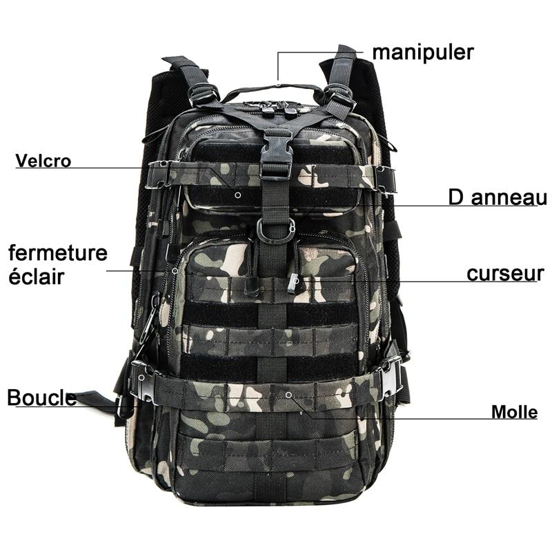 Outdoor Military Rucksack made of 1000D nylon, showcasing its waterproof design and tactical features, ideal for camping and hiking.