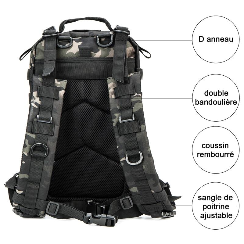 Outdoor Military Rucksack made of 1000D nylon, showcasing its waterproof design and tactical features, ideal for camping and hiking.