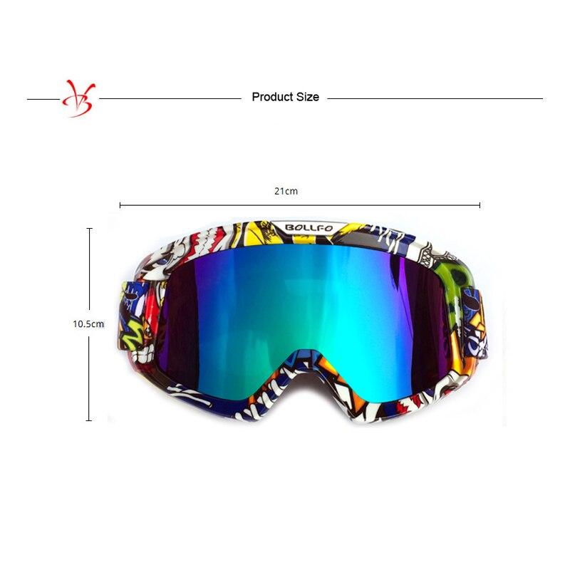 Outdoor Motorcycle Goggles with UV400 protection, designed for cycling, skiing, and off-road sports, featuring a multi-colored frame and anti-glare lenses.