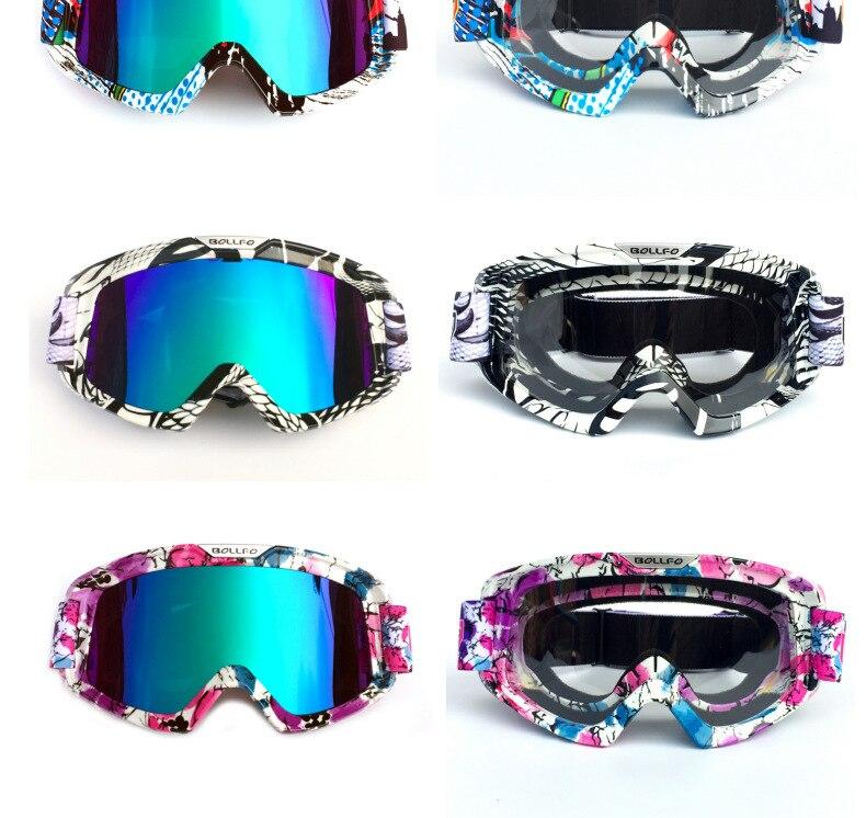 Outdoor Motorcycle Goggles with UV400 protection, designed for cycling, skiing, and off-road sports, featuring a multi-colored frame and anti-glare lenses.