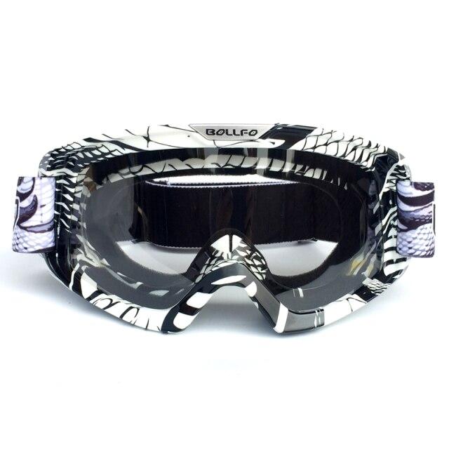 Outdoor Motorcycle Goggles with UV400 protection, designed for cycling, skiing, and off-road sports, featuring a multi-colored frame and anti-glare lenses.