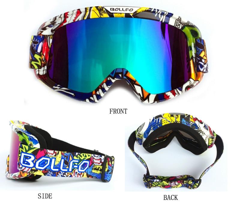 Outdoor Motorcycle Goggles with UV400 protection, designed for cycling, skiing, and off-road sports, featuring a multi-colored frame and anti-glare lenses.