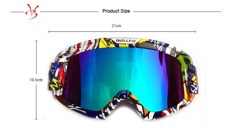 Outdoor Motorcycle Goggles with UV400 protection, designed for cycling, skiing, and off-road sports, featuring a multi-colored frame and anti-glare lenses.