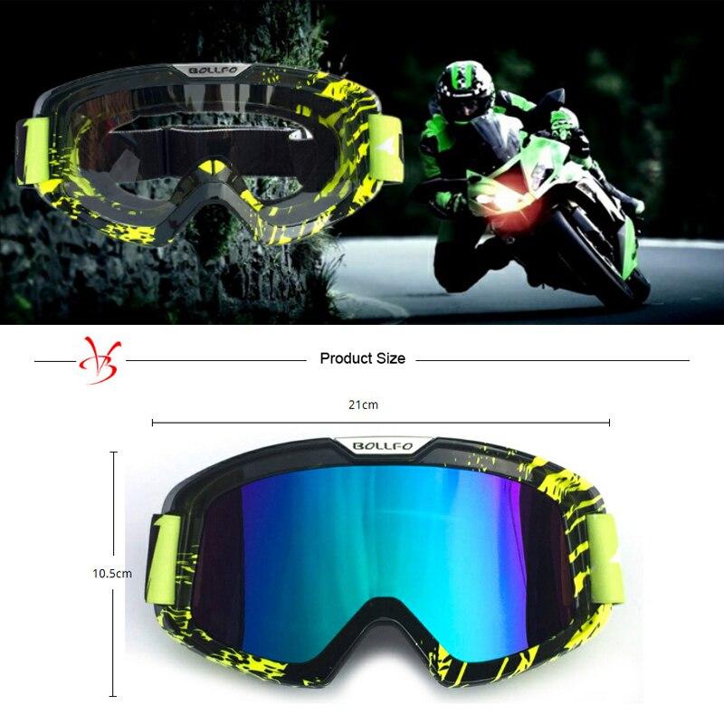 Outdoor Motorcycle Goggles with UV400 protection, designed for cycling, skiing, and off-road sports, featuring a multi-colored frame and anti-glare lenses.