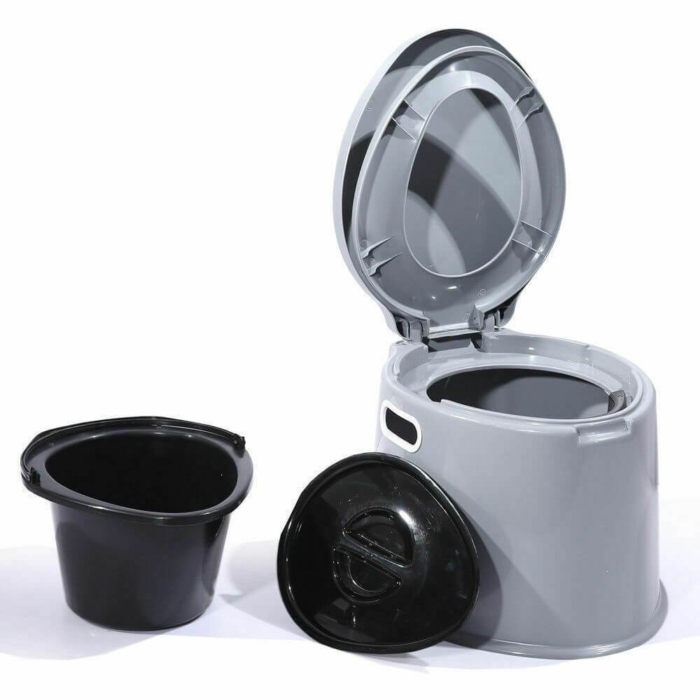 Outdoor Portable Toilet with a 6L capacity, designed for camping and travel, featuring a lightweight design and a stable base.