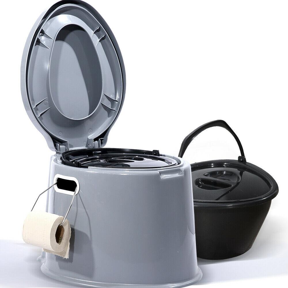 Outdoor Portable Toilet with a 6L capacity, designed for camping and travel, featuring a lightweight design and a stable base.