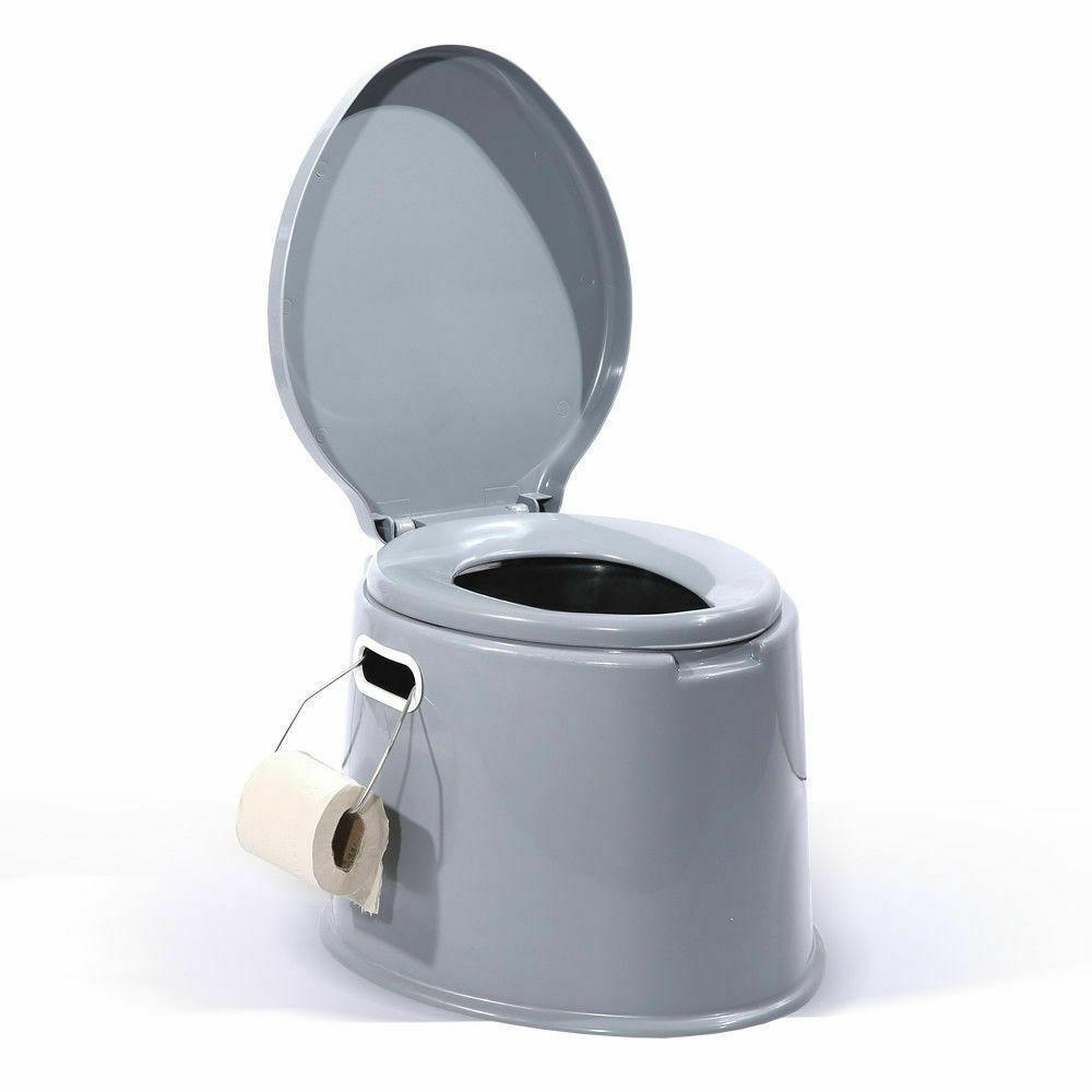 Outdoor Portable Toilet with a 6L capacity, designed for camping and travel, featuring a lightweight design and a stable base.