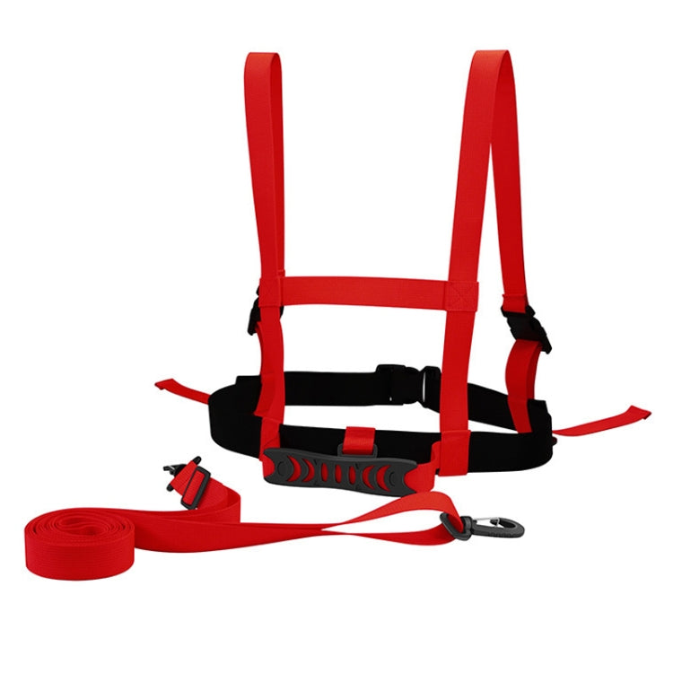 Outdoor Ski Training Chest Carrier designed for child safety with adjustable straps and tow rope, made from durable nylon webbing.