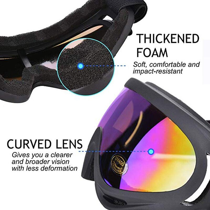 A pair of stylish UV400 cycling glasses with a multi-color frame, designed for outdoor sports and protection against UV rays.